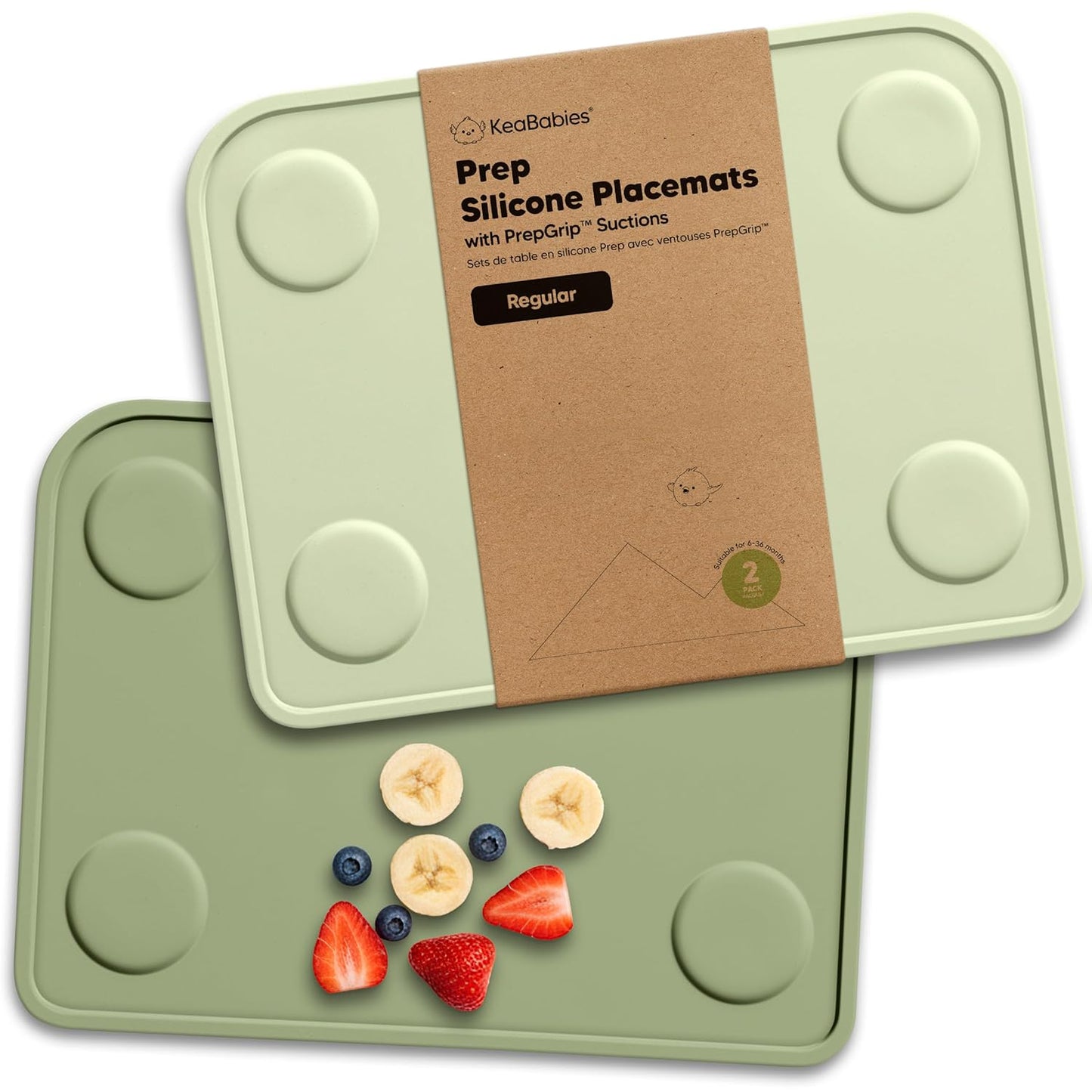 KeaBabies 2pk Silicone Placemats for Toddlers, Kids - 12x9 Non Slip Suction Baby Silicone Placemat for Restaurants, Dining Table,Travel, Easy to Clean, Food Grade/BPA-Free,Small Baby Table Mat(Slate)