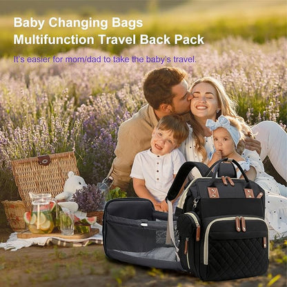 Awanhe Baby Diaper Bag Backpack with Changing Station, Waterproof Bags for Boys & Girls, USB Charging Port, Black