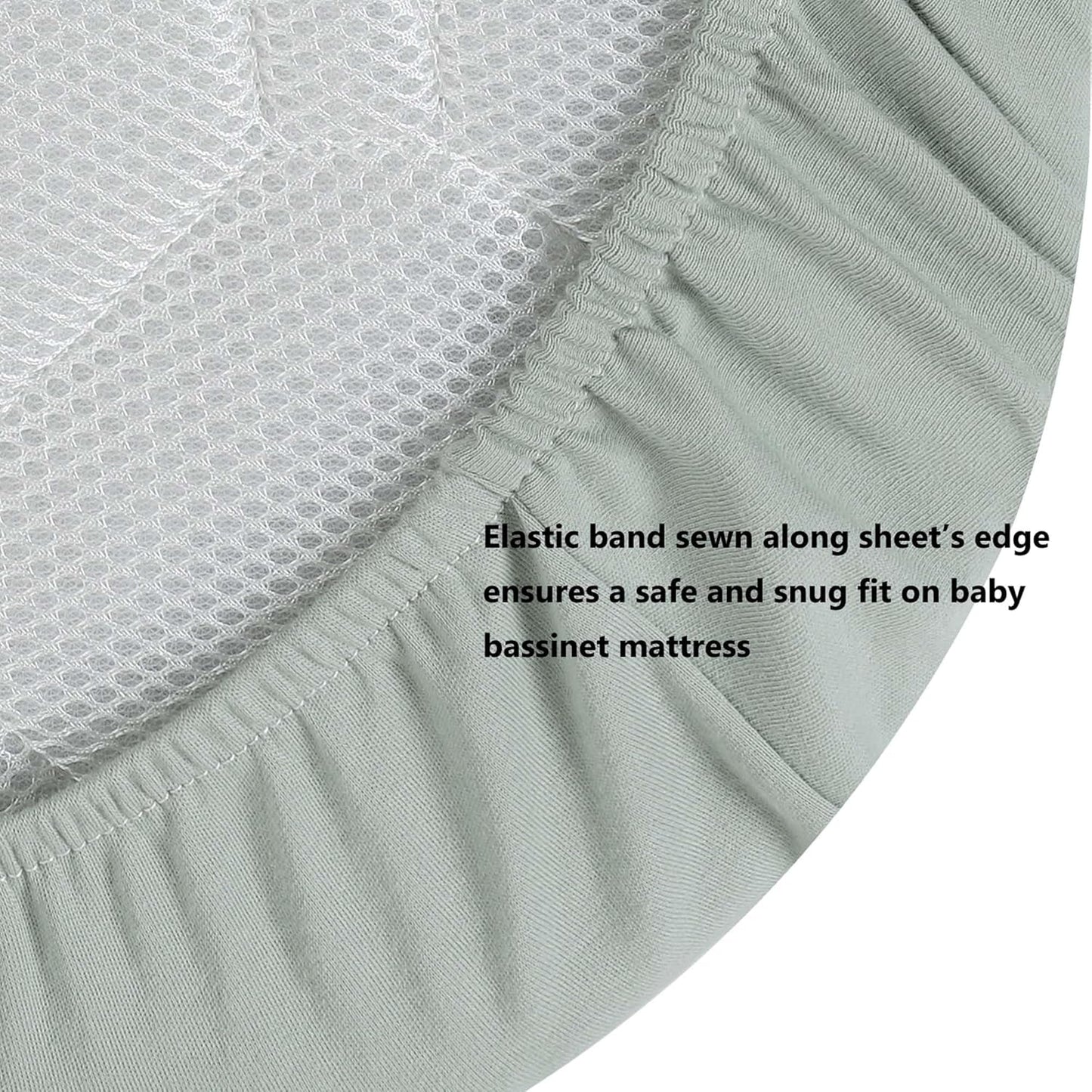 Onacosht 100% Organic Cotton Bassinet Sheets Compatiable with ANGELBLISS Baby Bassinet Bedside Sleeper, 2 Pack Jersey Knit Fitted Sheet for Baby Boy and Girl, Navy and Fog Grey