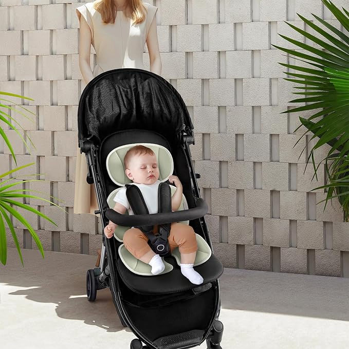 Baby Stroller Cooling Pad Universal Soft Cooler Pad Breathable Adjustable Car Seat Liner Detachable 2-Piece Cooling Cushion Fits Strollers, Car Seat, High Chair, Bassinet, Swing