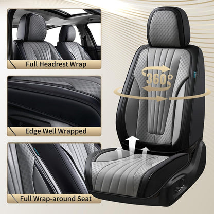 FLORICH Car Seat Covers, Brown Leather Seat Covers for Cars, Faux Nappa Leather Automotive Seat Protectors, Car Seat Cushions Universal Fit for Most Sedans SUVs Trucks - Brown