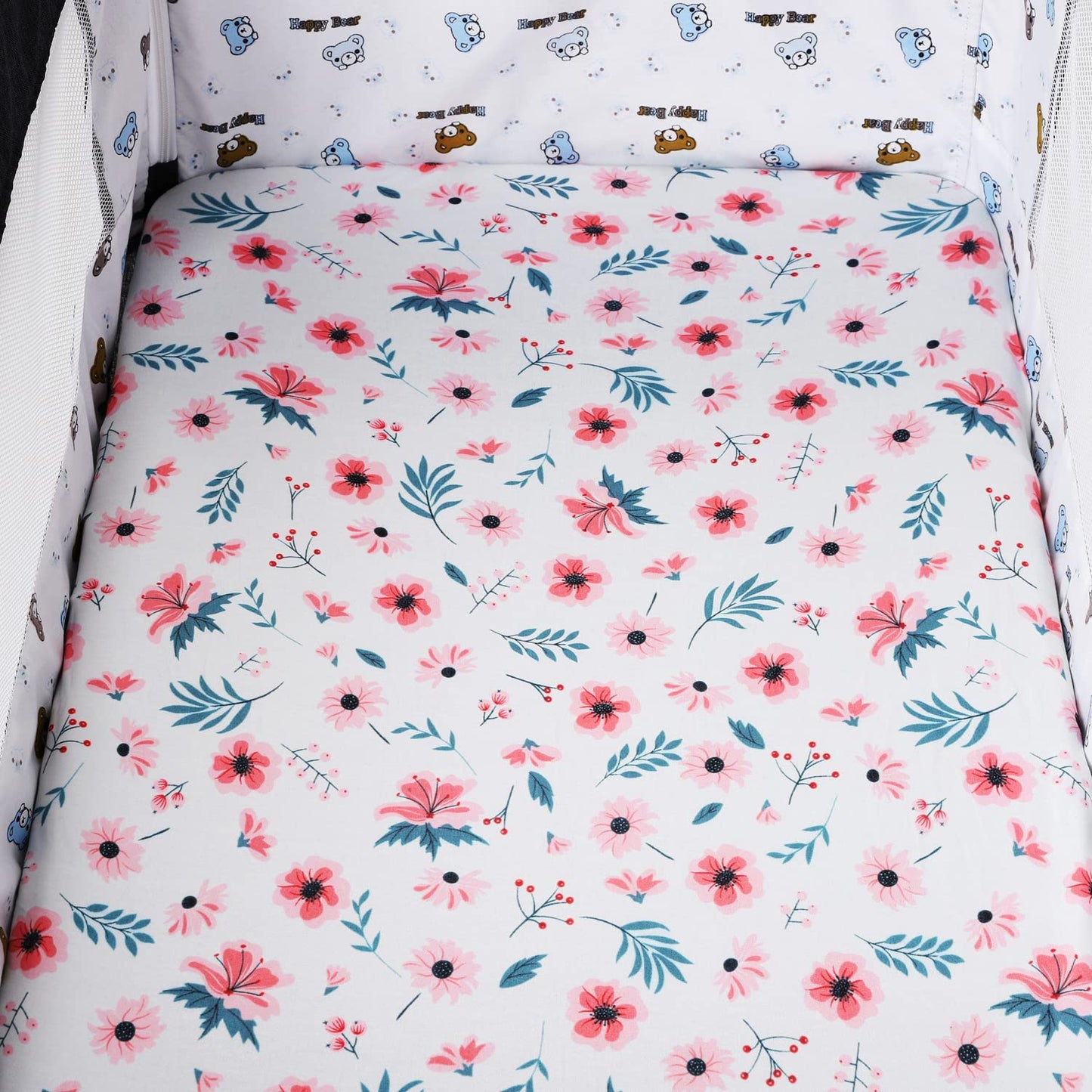 Bassinet Sheet Set 2 Pack Snug Fitted Bedside Sleeper Bassinet Sheets, Stretchy Ultra Soft, Unisex Boy Girl, Light Blue & Dinosaur