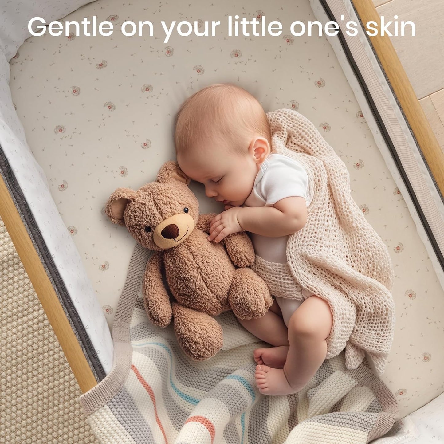 Tutti Bambini Premium Bassinet Sheets (2 Pack) - Soft & Breathable Bamboo Jersey, Double-Strength Bedside Sleeper Sheets, Fits Mattresses from 20.8 x 31.5 in to 23.6 x 35.4 in (Our Planet)