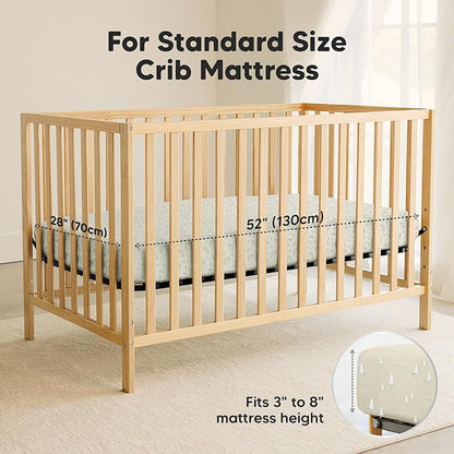 2-Pack Waterproof Crib Sheets for Boys, Girls - 52x28 Fitted Organic Cotton Baby Crib Sheets, Toddler Mattress Protector Cover, Washable, Soft & Durable Baby Bedding Essentials(Pine Grove)