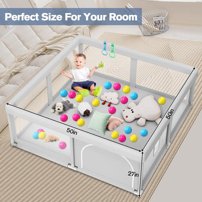 Large Baby Playpen for Babies and Toddlers, Playpen 74×50, Large Baby Play Yards Indoor & Outdoor, Sturdy Safety Baby Play Pen with Soft Breathable Mesh, Toddlers Activity Center with Anti-Slip Base