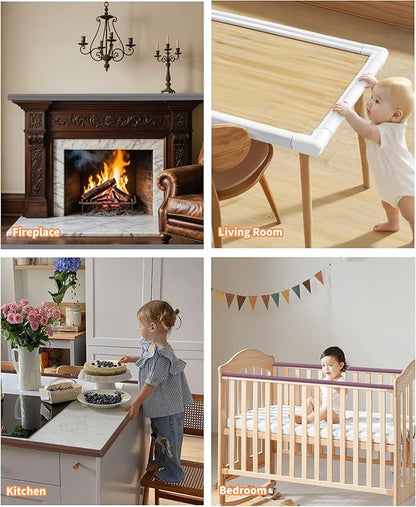 Edge Corner Protector Baby Proofing, 6.56FT 0.6'' Thicken L-Shape Furniture Fireplace Safety Bumper Guard with 6 Corners, Pre-Taped, Soft NBR Rubber Foam, Table Edge Protector for Baby (Coffee)