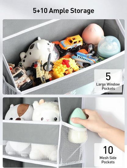 Yecaye 1 Pack Over the Door Organizer, 35.2lbs Load Toy Stuffed Animal Storage, Swing-proof Hanging Bathroom Organizers and Storage for Nursery Newborn Baby Essential Stuff Dorm Room Essentials