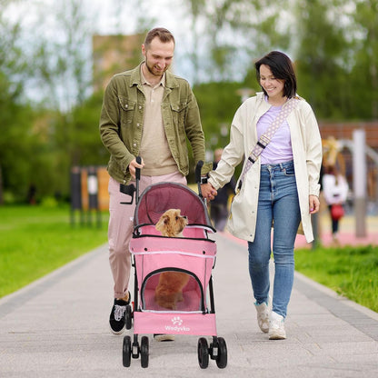 Wedyvko Travel Portable Dog Stroller, Pet Stroller for Small Puppy Dogs & Cats, Up to 33 lbs, Black
