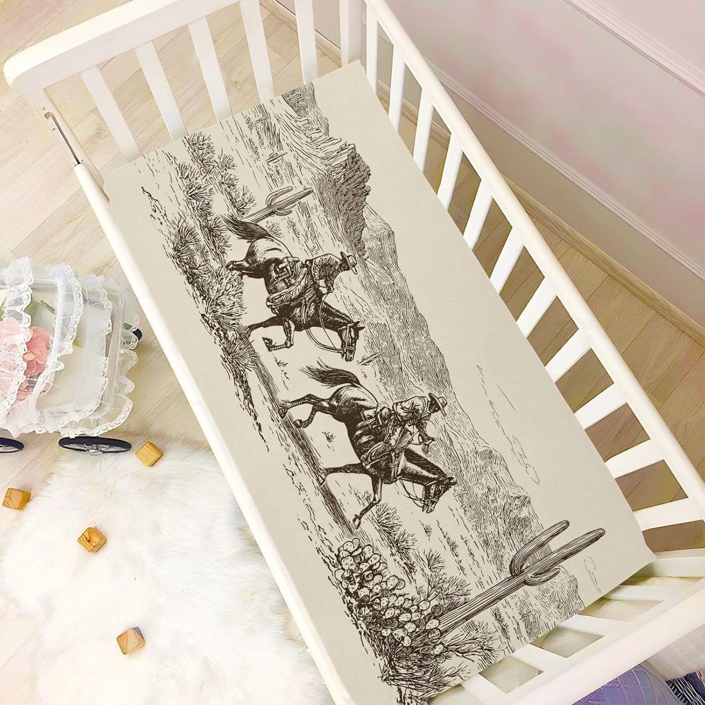 Baby Crib Sheet Cute Goose Flowers Crib Mattress for Boys and Girls Playard Sheet Soft Breathable Fitted Baby Mattress Cover 52x28in