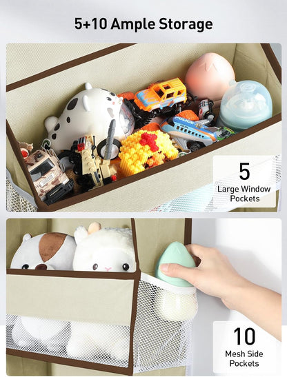 Yecaye 1 Pack Over the Door Organizer, 35.2lbs Load Toy Stuffed Animal Storage, Swing-proof Hanging Bathroom Organizers and Storage for Nursery Newborn Baby Essential Stuff Dorm Room Essentials