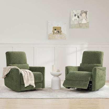 CHITA Power Recliner Chair Swivel Glider, FSC Certified Upholstered Living Room Nursery Reclining Sofa Chair with Lumbar Support, Linen