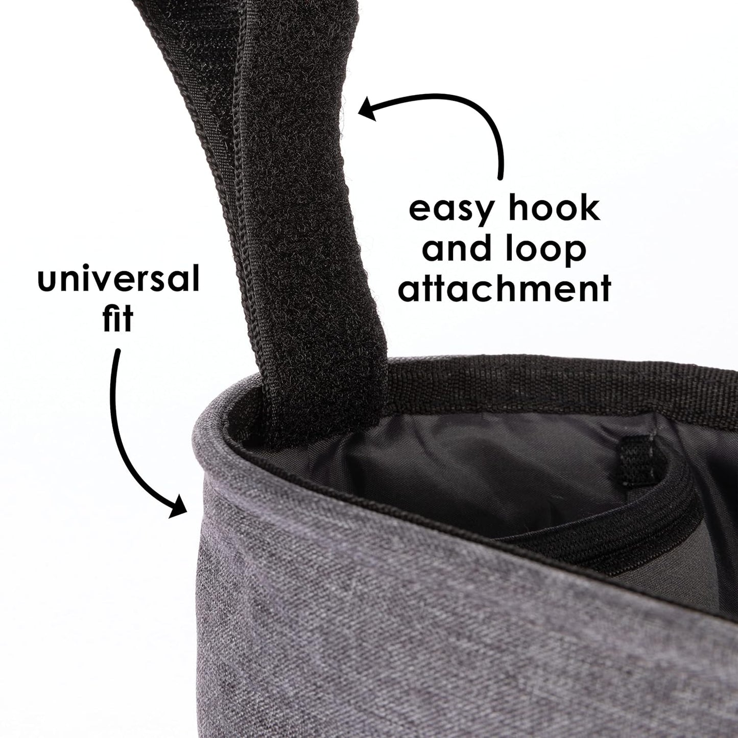 Diono Buggy Buddy Universal Stroller Organizer with Cup Holders, Secure Attachment, Zippered Pockets, Safe & Secure, Gray