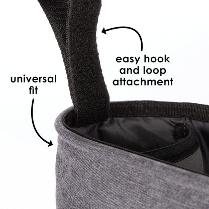 Diono Buggy Buddy Universal Stroller Organizer with Cup Holders, Secure Attachment, Zippered Pockets, Safe & Secure, Gray
