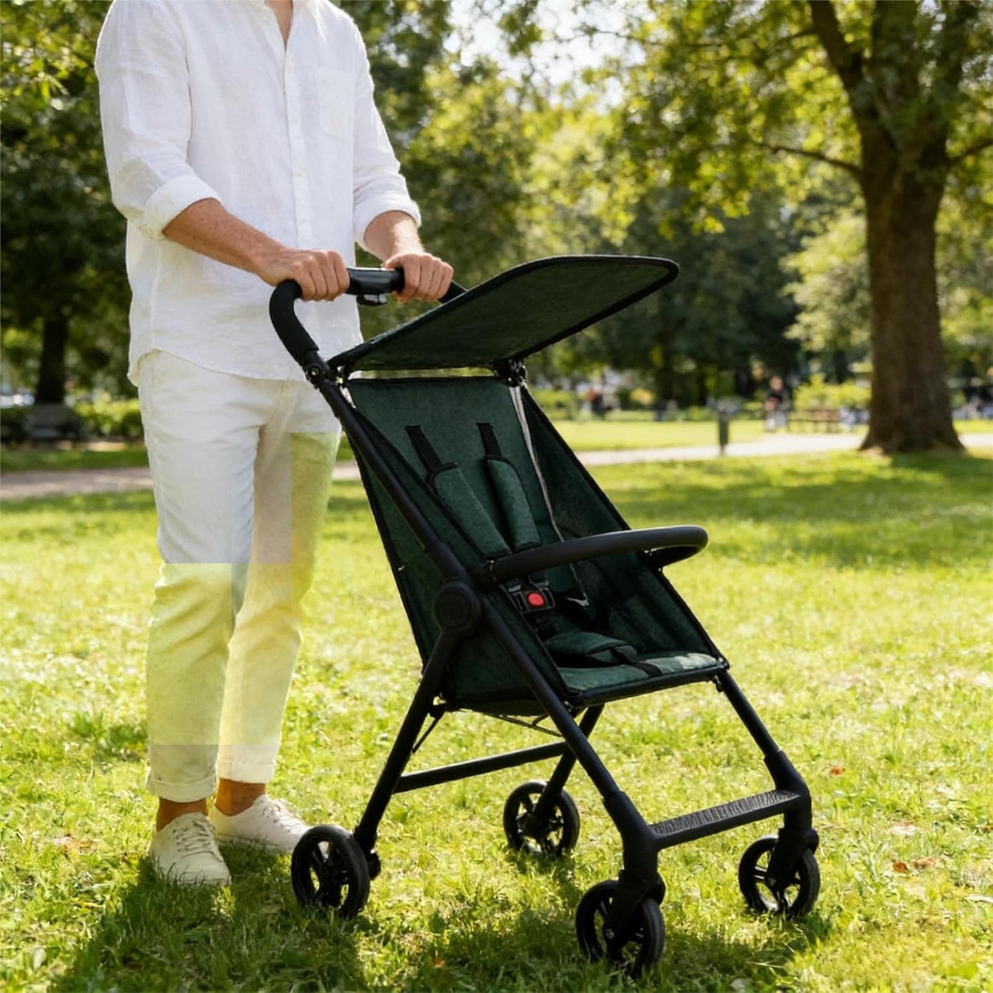 Lightweight Travel Baby Stroller, Compact Foldable Baby Stroller with Sun Visor, Convenience Airplane Strollers, Ultra-Compact One-Hand Foldable Stroller, Baby Airplane Travel Essentials (Grey)
