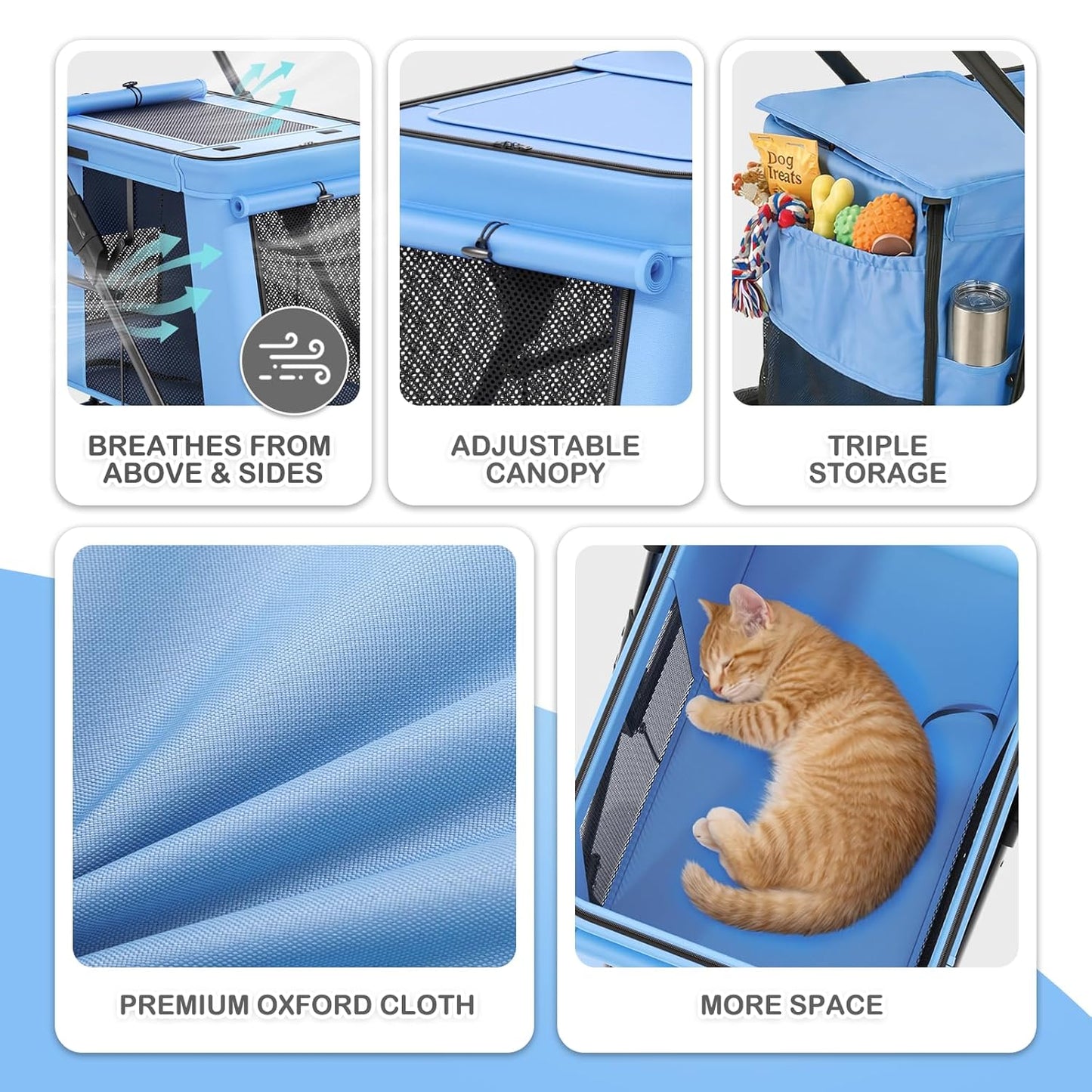 MoNiBloom Large Pet Stroller with Anti-Slip Ramp, Heavy Duty Dog Stroller Up to 99lb, Safe & Gentle Mobility Aid, All-Terrain Wheels, Idea for Injured, Disabled, & Senior Dog