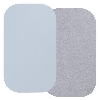 Onacosht 100% Organic Cotton Bassinet Sheets Compatiable with ANGELBLISS Baby Bassinet Bedside Sleeper, 2 Pack Jersey Knit Fitted Sheet for Baby Boy and Girl, Navy and Fog Grey