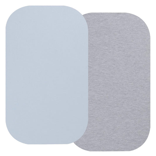 Onacosht 100% Organic Cotton Bassinet Sheets Compatiable with ANGELBLISS Baby Bassinet Bedside Sleeper, 2 Pack Jersey Knit Fitted Sheet for Baby Boy and Girl, Navy and Fog Grey