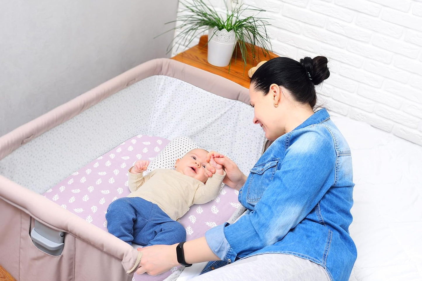 3-Pack Bedside Sleeper Bassinet Sheets | GOTS Certified Organic 100% Muslin Cotton | Ultra Soft & Breathable | 33×20×4” Fitted Sheets | Universal Fit 29–33” x 17–21” Pads