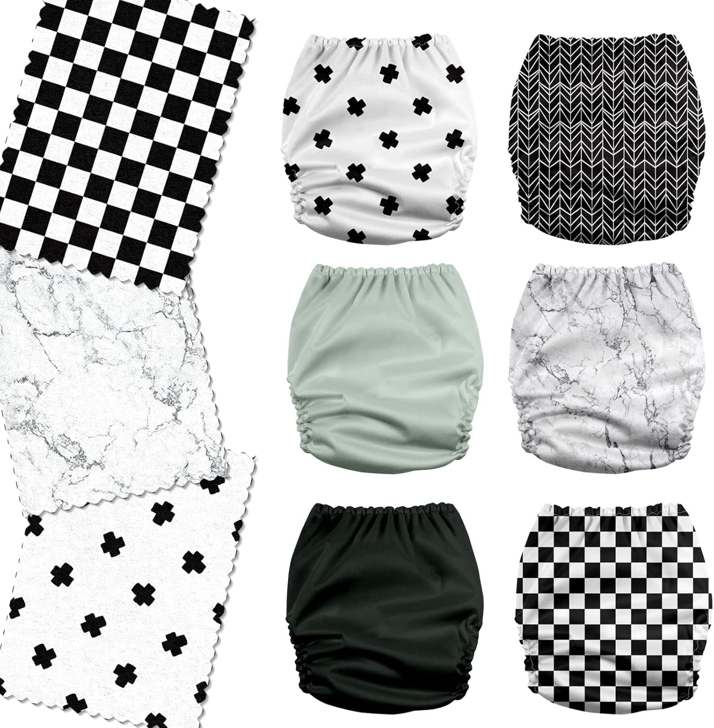 Mama Koala 3.0 Pocket Cloth Diapers for Babies with AWJ Lining, 6 Pack with 6 4-Layer Natural Cloth Diaper Inserts - Reusable and Washable Pocket Diapers(Hardworking Bees) - Colors B