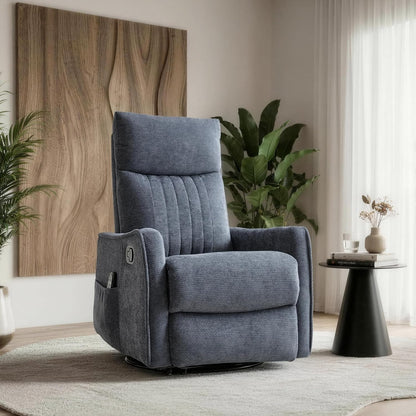Casaphoria 360° Swivel Rocking Recliner Chair with Heat and Massage Upholstered Fabric Nursery Glider with Side Pocket for Living Room,Bedroom,Home Theater and RV Small Space(Light Gray)
