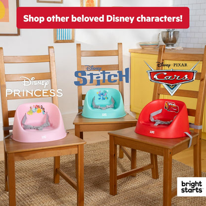 Bright Starts Disney Stitch My Spot Easy-Clean Baby Booster Feeding Chair, 3-Point Harness, Washable Removable Straps, Blue