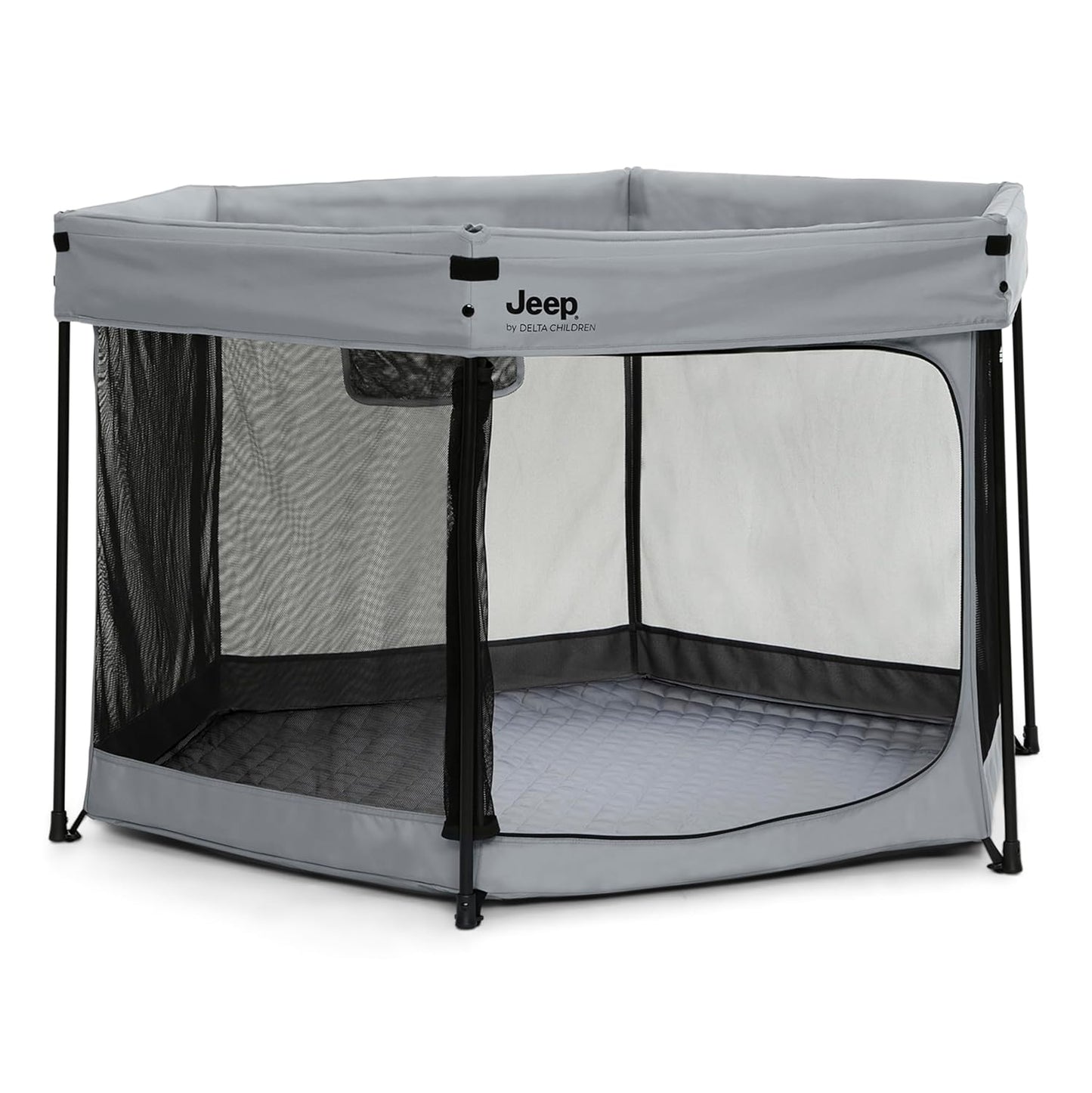 Jeep Hexagon Pop Up Play Yard with Removable Canopy | Ideal for Indoor and Outdoor Use, Olive Green