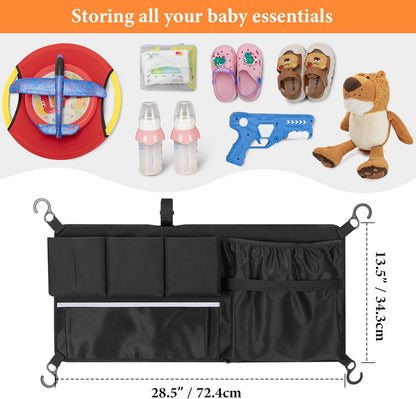 Stroller Wagon Cargo Net, Wagon Accessories Organizer Compatible with WONDERFOLD W-Series Models, Large Capacity Mesh Cargo Storage Bag with Sorting Pockets Compatible with Keenz Wagon, Black