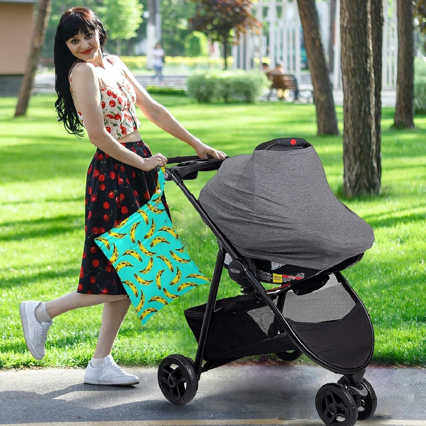 visesunny Leopard Grain 2Pcs Wet Bag with 2 Zippered Pockets Snap Handle Washable Reusable Roomy for Travel,Beach,Pool,Daycare,Stroller,Diapers,Dirty Gym Clothes, Wet Swimsuits, Toiletries