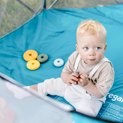 Regalo Safety My Play Deluxe Extra Large Baby Playpen & Portable Play Yard, Foldable 8-Panel Indoor Outdoor Playpen for Babies & Toddlers, Mesh Sides, Washable Nylon Bottom, 62", Aqua/Black