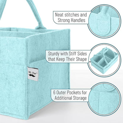 Mr. Pen- Baby Diaper Caddy Organizer, Mint Whisper, Baby Caddy Organizer with Handle, Compact Size, Collapsible & Portable