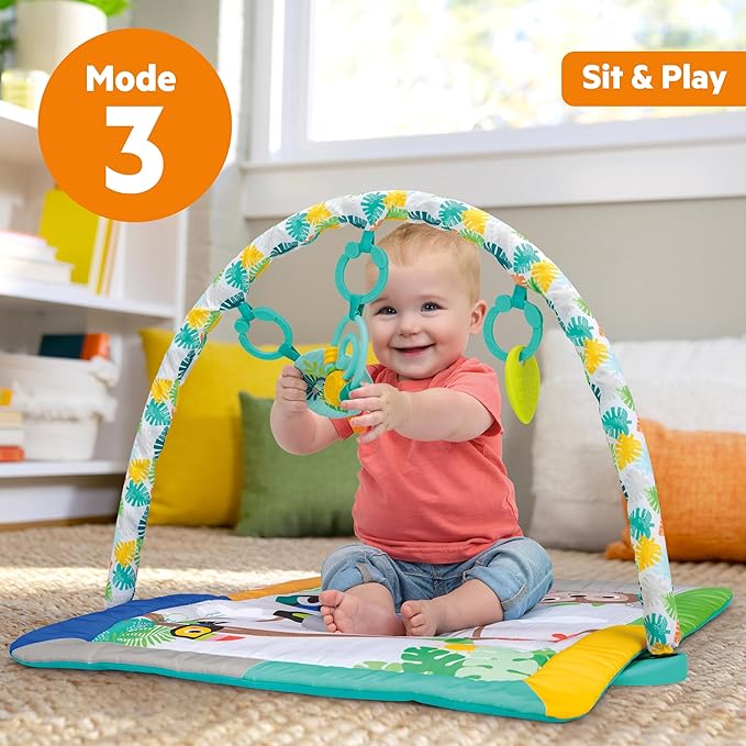 Bright Starts Tropical Treetop Baby Activity Gym & Tummy Time Mat, Ages Newborn & Up