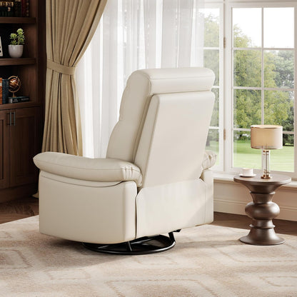 GarveeHome Recliner Chair, 360° Swivel Rocker Glider Nursery Chair with Padded Armrest and Deep Seat, PU Leather Upholstered Reclining Sofa Chair for Living Room, Bedroom and Nursery (Brown)