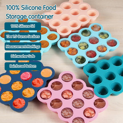 12x1.5oz Baby Food Storage Containers, Baby Food Freezer Tray with Clip Lid Gossamer Pink, Food Grade Silicone Freezer Trays for Purees & Vegetables