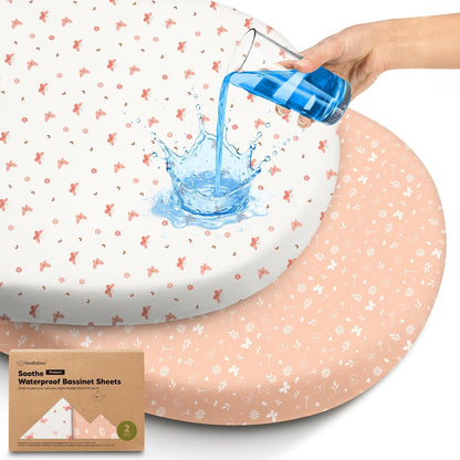 2-Pack Organic Bassinet Sheets for Girls, Boys - 100% Cotton Bassinet Mattress Sheets Compatible with Halo Bassinest Swivel Sleeper, Graco, Baby Delight, Chicco, Unisex Fitted Bassinet Sheets (Elly)