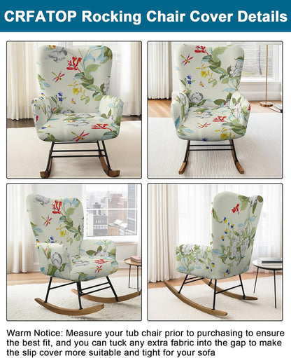 CRFATOP Jacquard 1 PC Nursery Rocking Chair Recliner Covers Upholstered Glider Rocker Banquet Armchair Slipcover Stretch Accent Chairs Furniture Protector for Living Room Bedroom Offices,Green