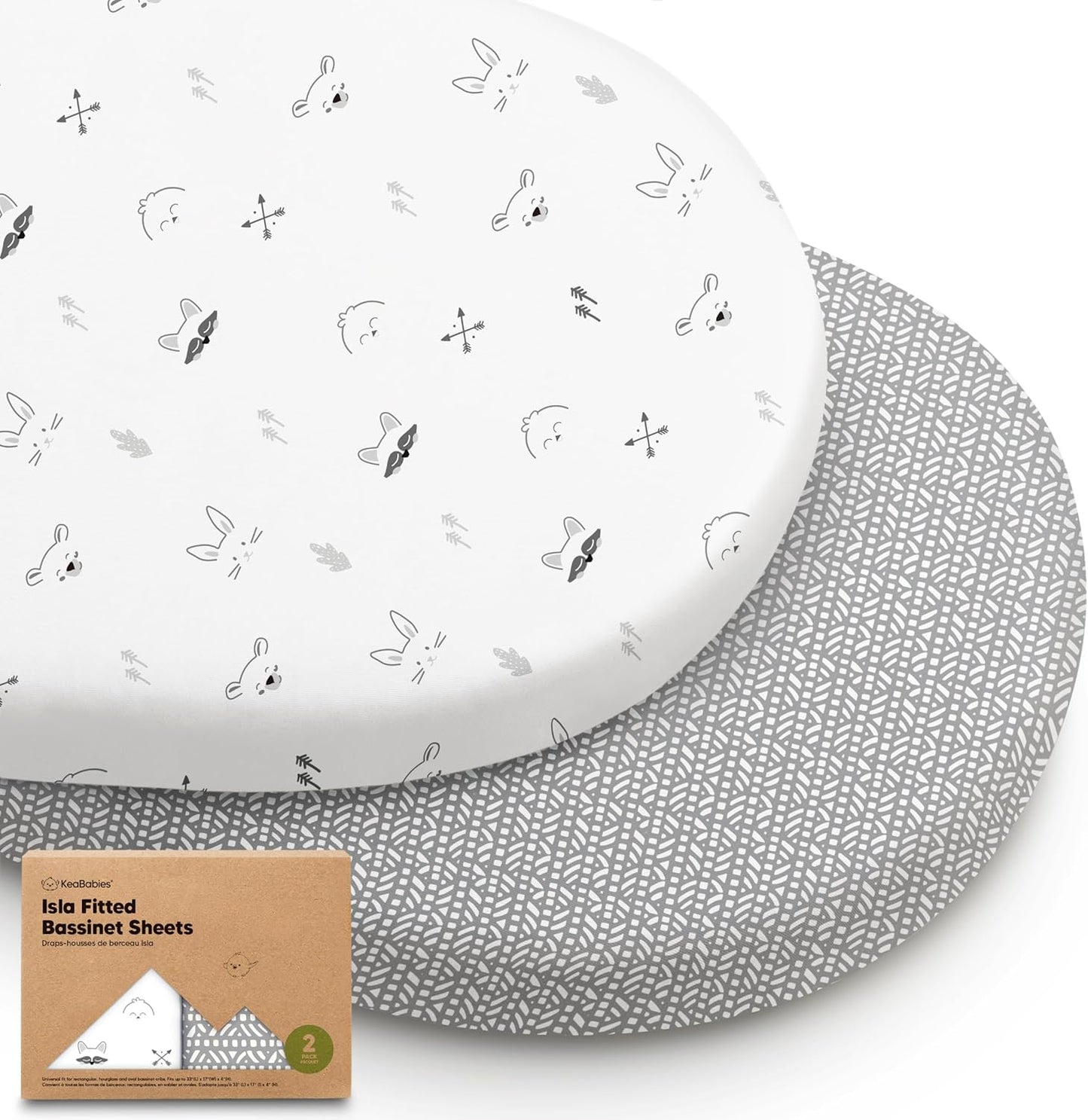 2-Pack Baby Bassinet Sheets Girl, Boy - 33x17 Viscose Derived from Bamboo Bedside Mattress Fitted Bassinet Sheets, Compatible with Halo Bassinest Swivel Sleeper, Baby Delight, Graco (Pecan)