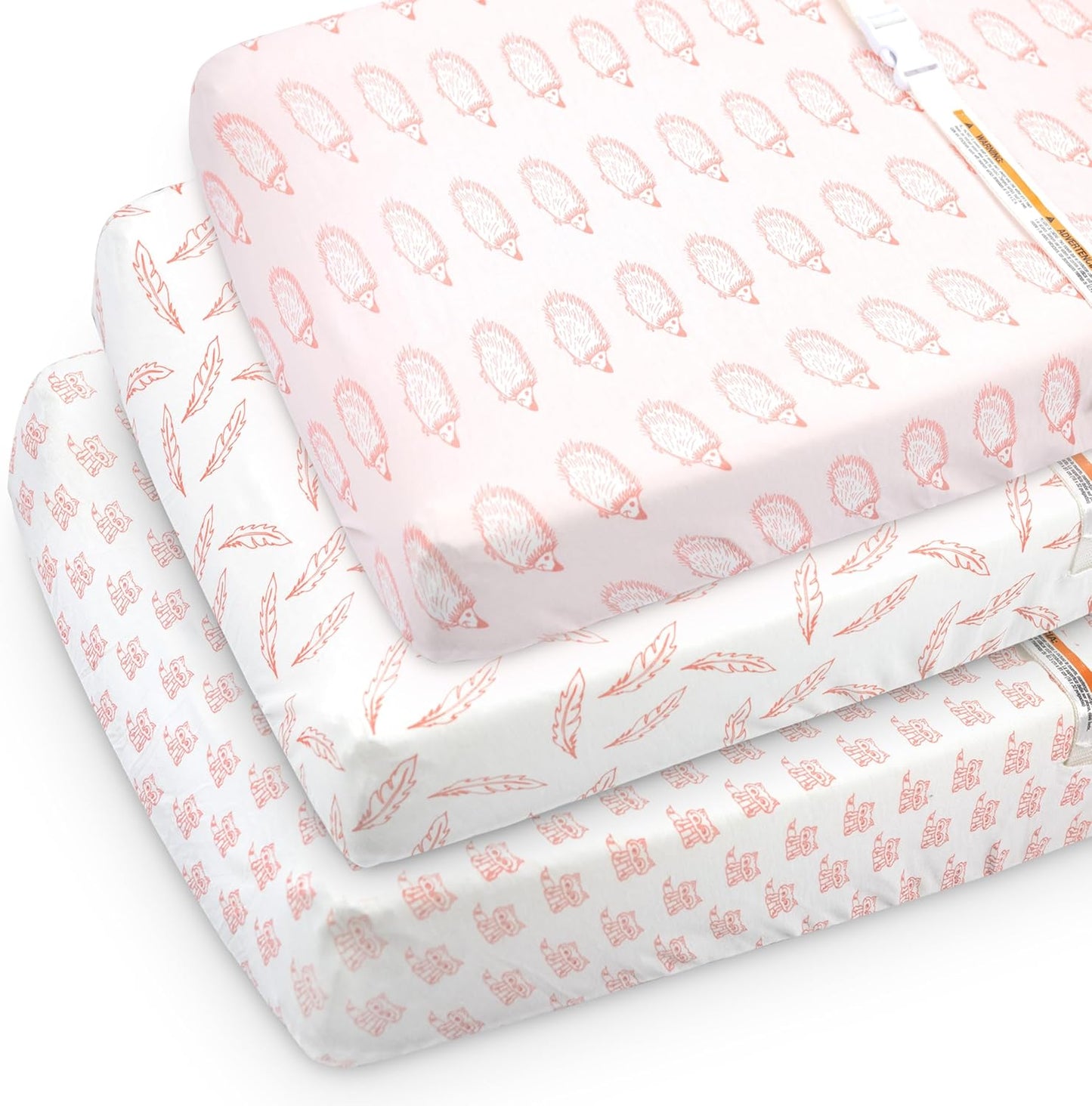 3-Pack Bedside Sleeper Bassinet Sheets | GOTS Certified Organic 100% Muslin Cotton | Ultra Soft & Breathable | 33×20×4” Fitted Sheets | Universal Fit 29–33” x 17–21” Pads