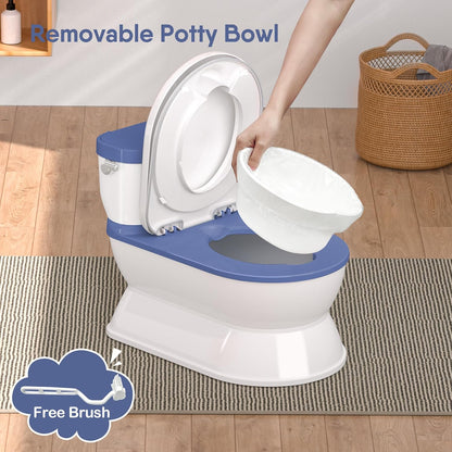CheerTry 2-in-1 Toddler Potty Training Toilet - Larger Potty Chair & Detachable Training Seat for Boys & Girls Ages 1-3 with Flushing Sound, Wipes Storage, Toilet Paper Holder - Pink