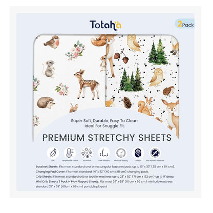 TotAha Premium Stretchy Bassinet Sheets for Baby Girl, Silky Comfort Cradle Sheets Fitted 18 x 36 for Oval, Rectangular, Hourglass Mattress, Hypoallergenic, Buttery Soft 2-Pack (Floral & Pale Pink)