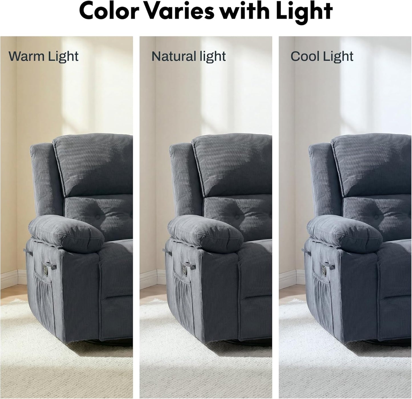 FLEXISPOT Swivel Rocker Recliner Chair for Adults, Massage Recliner Rocking Chair Nursery, 360° Swivel Nursery Glider for Living Room Bedroom, Beige (XRC2)