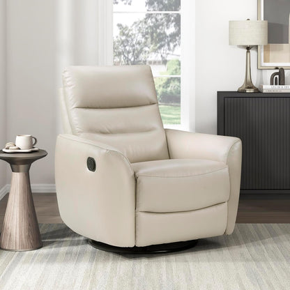 Lexicon 360 Degree Swivel Glider Reclining Chair, Manual Tab Pull Recliner, Leather Match Swivel Glider Recliner with Plush Foam, Sturdy Frame for Living Room/Office/Bedroom, Taupe