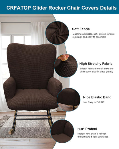 CRFATOP Jacquard 1 PC Nursery Rocking Chair Recliner Covers Upholstered Glider Rocker Banquet Armchair Slipcover Stretch Accent Chairs Furniture Protector for Living Room Bedroom Offices,Green