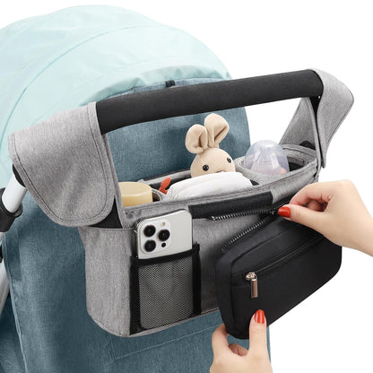 Accmor Universal Stroller Organizer with Insulated Cup Holder Detachable Phone Bag and Shoulder Strap,Stroller Bag Caddy Organizer Fits for Uppababy, Baby Jogger, Britax Strollers