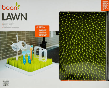Boon Lawn Countertop Baby Bottle Drying Rack with Antimicrobial Tray - Baby Bottle Dryer and Organizer -Feeding Supplies - Gray - 13.5 x 11 x 2.5