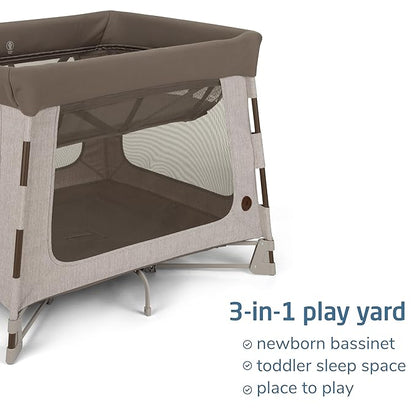 Maxi-Cosi Swift Baby Playard with Mat, Baby Playpen, Play Yard with Bassinet, Portable Playpen for Babies and Toddlers, Truffle