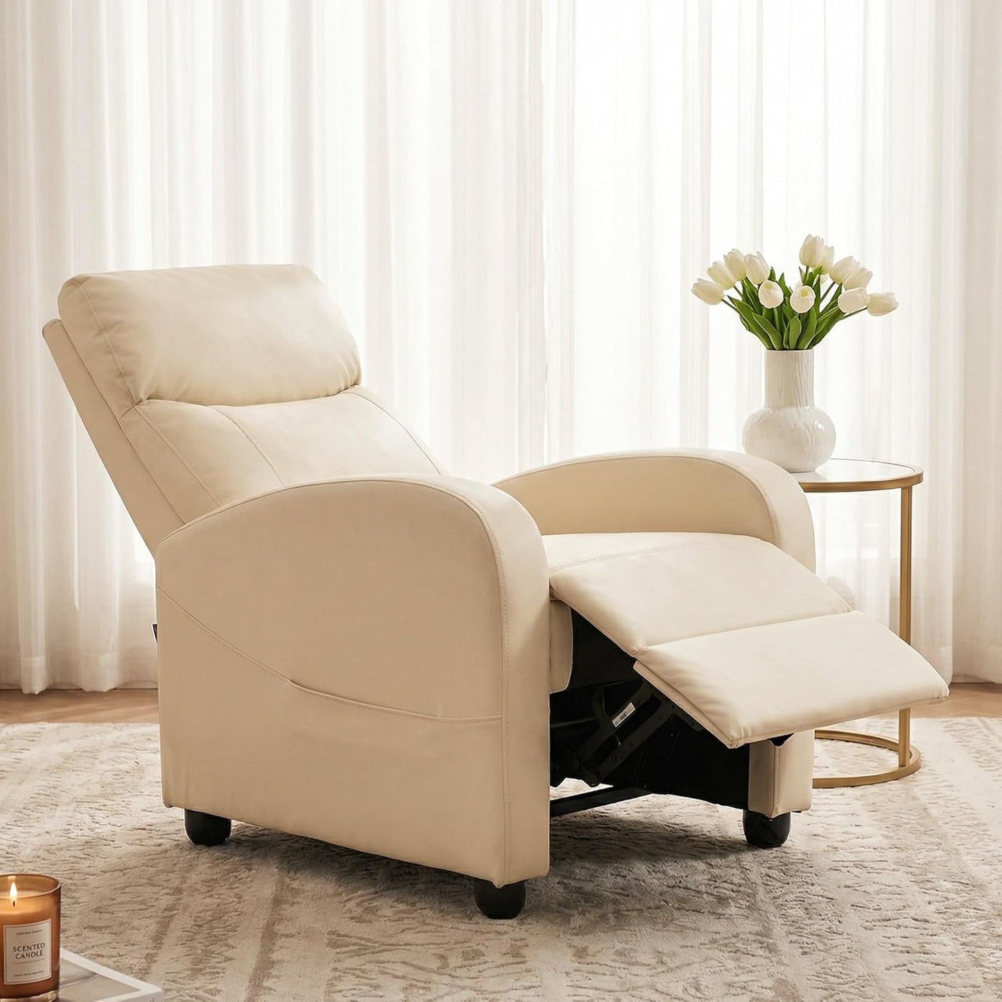Sweetcrispy Recliner Chair, 360 Swivel Rocker Chair for Adults, Glider Rocker Recliners, Nursery Chairs for Living Room, High Back, Upholstered Deep Seat, Classical Brown