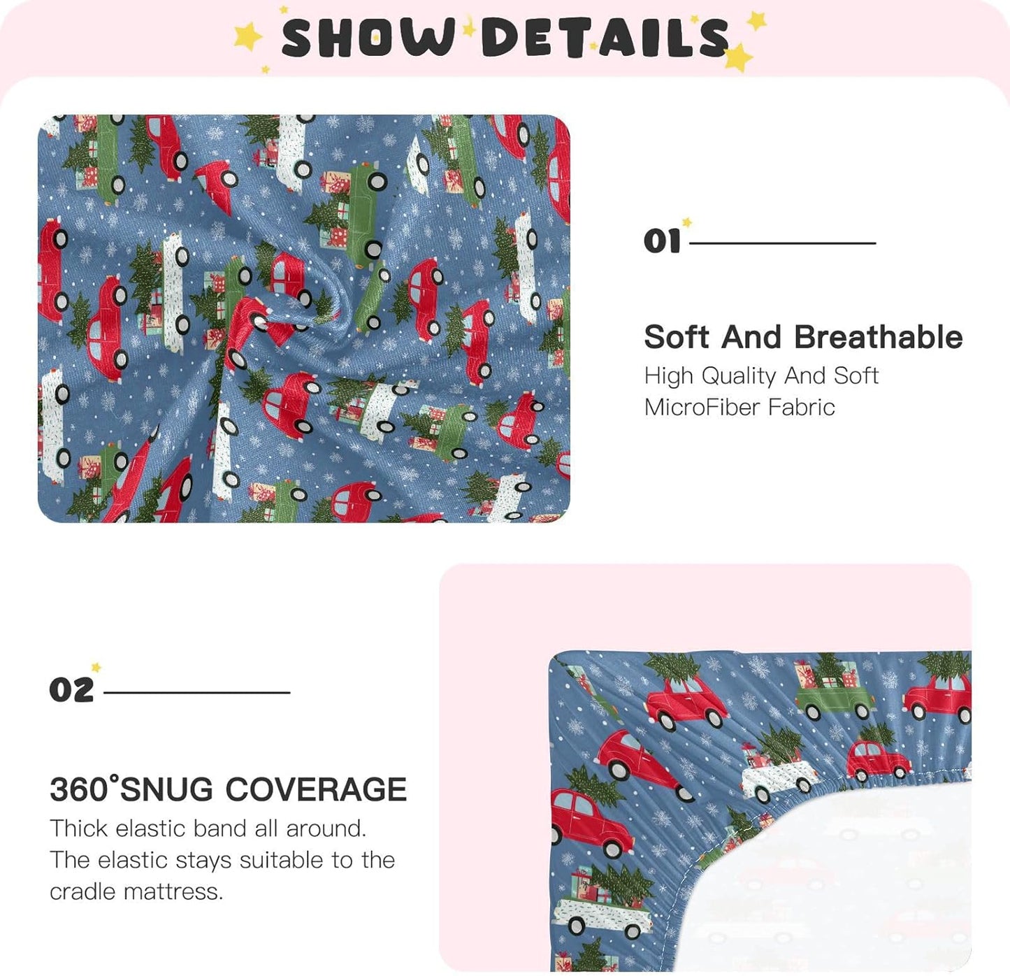 Baby Crib Sheet Cute Goose Flowers Crib Mattress for Boys and Girls Playard Sheet Soft Breathable Fitted Baby Mattress Cover 52x28in