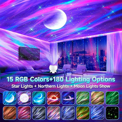 Sound Machine White Noise Machine for Sleeping, 15 Soothing Sounds & Bluetooth Speaker Aurora Light Projector, 15Colors White Noise Sound Machine for Sleep Therapy for Adults & Kids Red Light Lamp