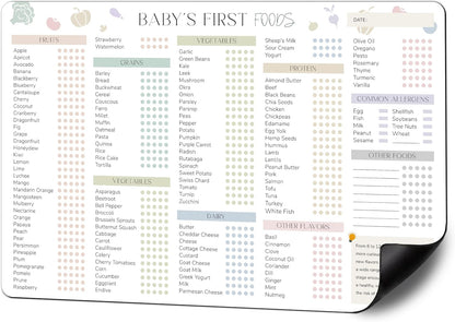 BIROYAL Baby First Foods Tracker Fridge Magnet, Led Weaning Supplies, 12"x8" Dry Erase Daily Food Log, 101 Foods Checklist Before One, Baby Feeding Essentials