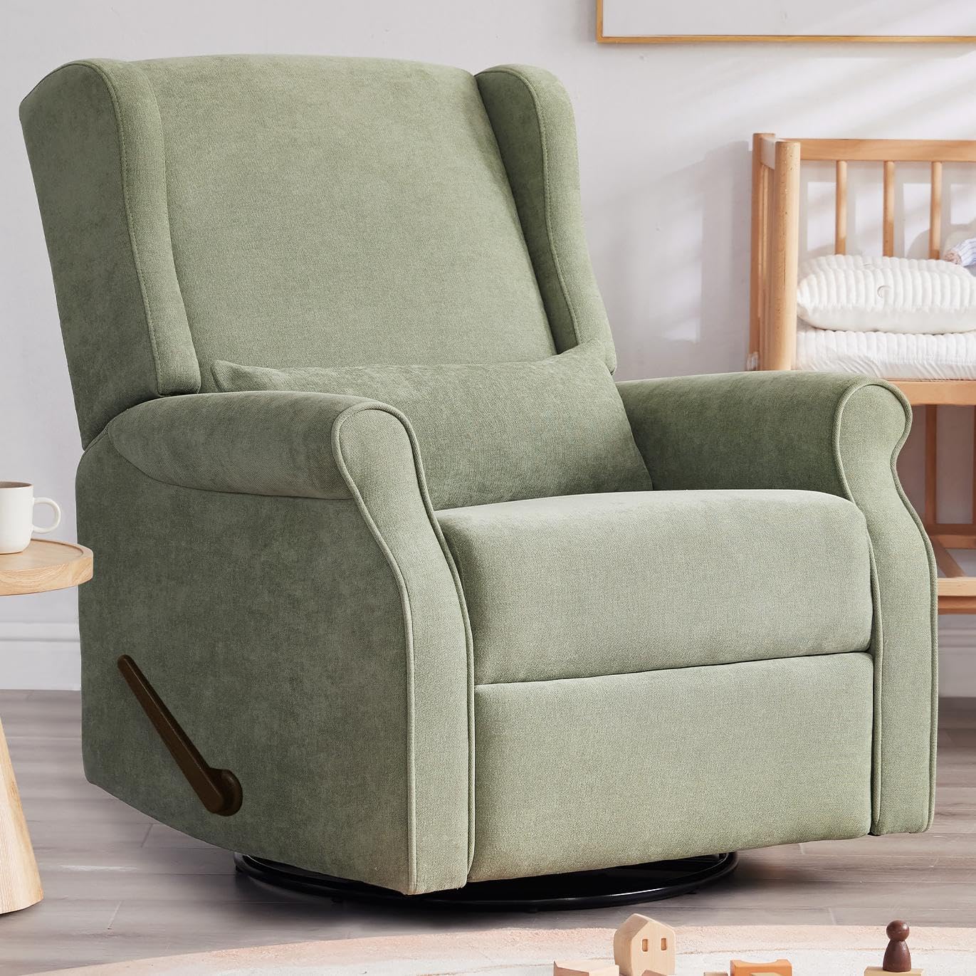 Eiayeebil Nursery Swivel Glider Recliner,Rocking Chair Nursery with Footrest,Rocking Recliner Chair for Nursery,Glider Rocker Recliner for Living Room & Bedroom,Beige